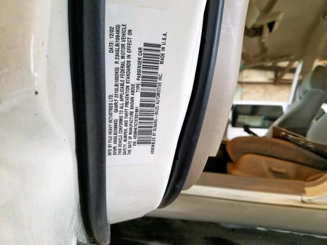 4S3BH675737631961 - 2003 SUBARU LEGACY OUT WHITE photo 10