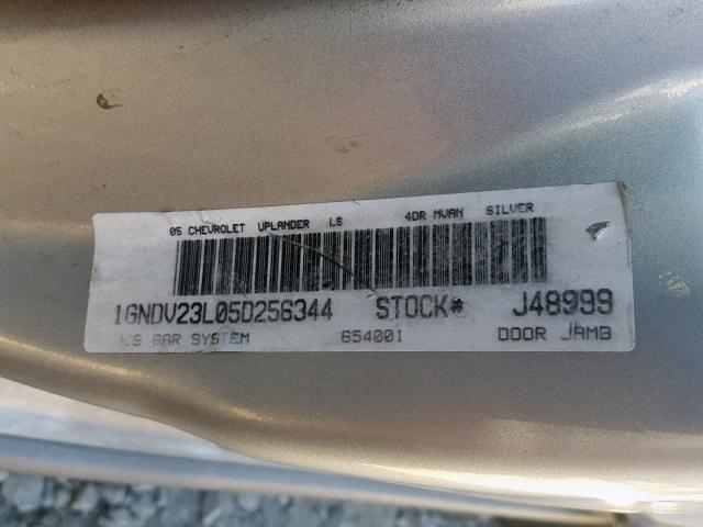 1GNDV23L05D256344 - 2005 CHEVROLET UPLANDER L 银色 照片 10