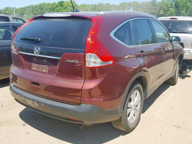 5J6RM4H7XEL077138 - 2014 HONDA CR-V EXL MAROON photo 4