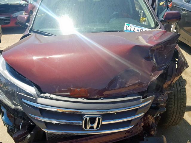 5J6RM4H7XEL077138 - 2014 HONDA CR-V EXL MAROON photo 7