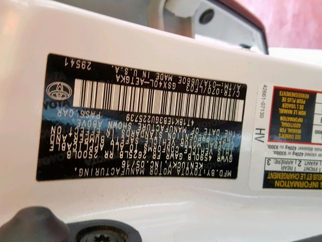 4T1BK1EB3GU225739 - 2016 TOYOTA AVALON XLE WHITE photo 10