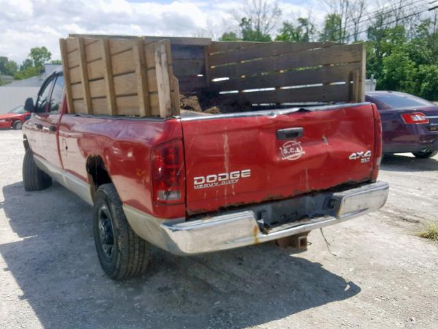 3D7KU28C44G225620 - 2004 DODGE RAM 2500 S წითელი ფოტო 3