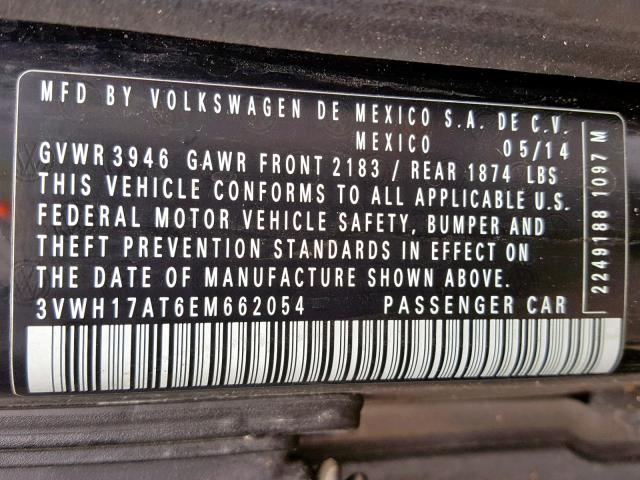 3VWH17AT6EM662054 - 2014 VOLKSWAGEN BEETLE TUR BLACK photo 10