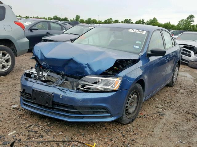 3VW2K7AJ9FM418935 - 2015 VOLKSWAGEN JETTA BASE BLUE photo 2