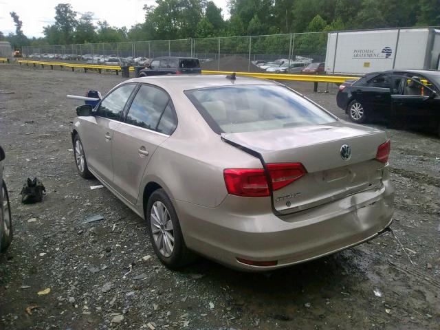 3VWD17AJXFM250573 - 2015 VOLKSWAGEN JETTA SE TAN photo 3