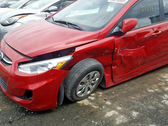 KMHCT5AE3GU294570 - 2016 HYUNDAI ACCENT SE RED photo 9