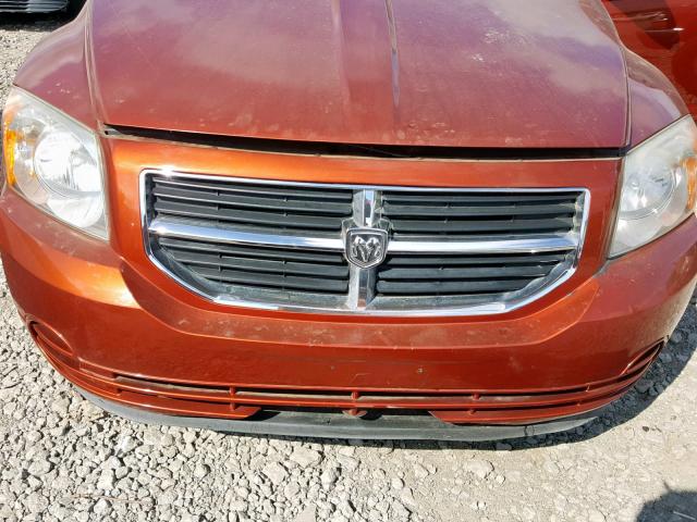 1B3HB48B07D215747 - 2007 DODGE CALIBER SX ORANGE photo 9