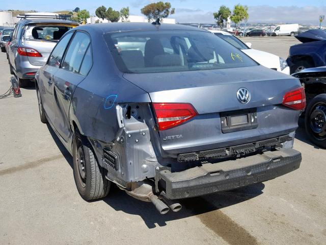 3VW2K7AJ5FM287180 - 2015 VOLKSWAGEN JETTA BASE GRAY photo 3