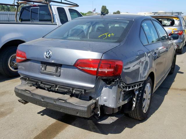 3VW2K7AJ5FM287180 - 2015 VOLKSWAGEN JETTA BASE GRAY photo 4