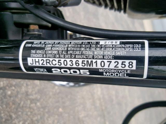 JH2RC50365M107258 - 2005 HONDA VT750 CA BLACK photo 10