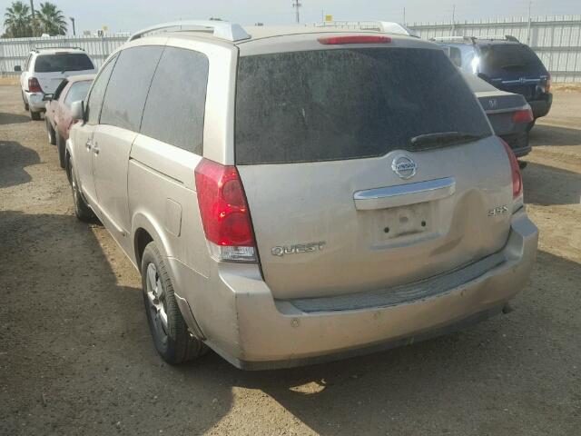 5N1BV28U37N102222 - 2007 NISSAN QUEST S BEIGE photo 3