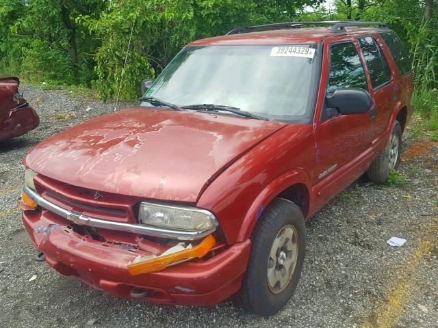 1GNDT13X64K103755 - 2004 CHEVROLET BLAZER BURGUNDY photo 2