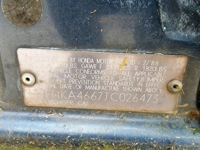 JH4KA4667JC026473 - 1988 ACURA LEGEND LS ლურჯი ფოტო 10