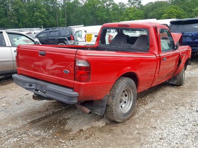 1FTYR10DX2PA46916 - 2002 FORD RANGER RED photo 4