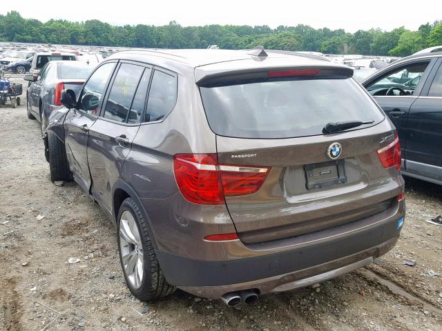 5UXWX7C57E0E80472 - 2014 BMW X3 XDRIVE3 BROWN photo 3