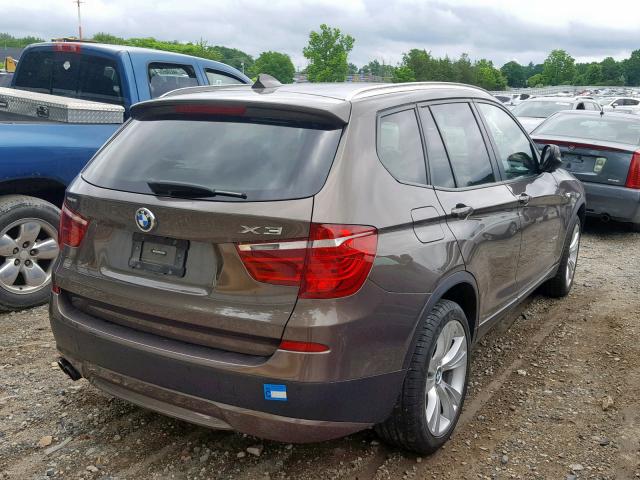 5UXWX7C57E0E80472 - 2014 BMW X3 XDRIVE3 BROWN photo 4