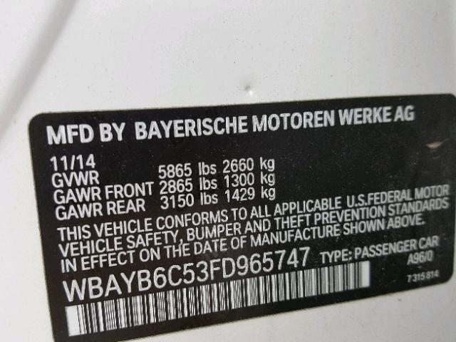 WBAYB6C53FD965747 - 2015 BMW 750 XI WHITE photo 10