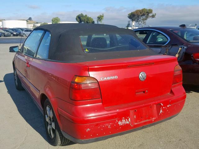 3VWDC21V52M800305 - 2002 VOLKSWAGEN CABRIO GLX RED photo 3