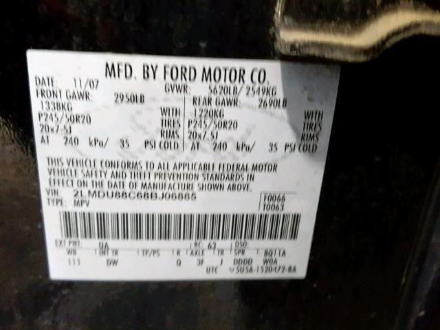 2LMDU88C68BJ06885 - 2008 LINCOLN MKX BLACK photo 10