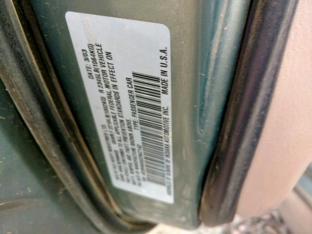 4S3BH665537647142 - 2003 SUBARU LEGACY OUT GREEN photo 10