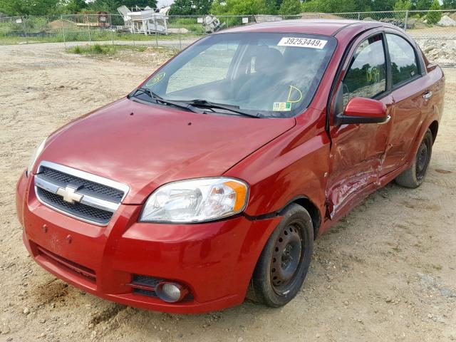 KL1TG56E39B395311 - 2009 CHEVROLET AVEO LT RED photo 2