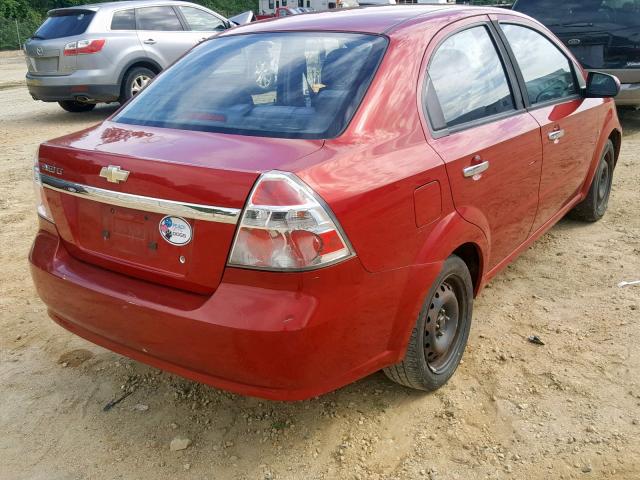 KL1TG56E39B395311 - 2009 CHEVROLET AVEO LT RED photo 4