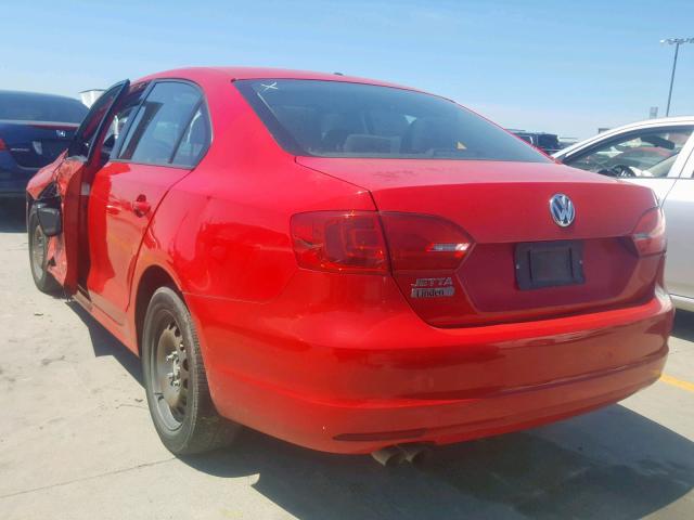 3VW2K7AJ7CM347889 - 2012 VOLKSWAGEN JETTA BASE RED photo 3