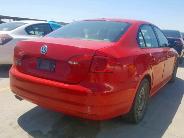 3VW2K7AJ7CM347889 - 2012 VOLKSWAGEN JETTA BASE RED photo 4