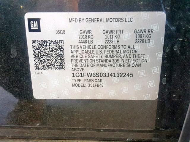 1G1FW6S03J4132245 - 2018 CHEVROLET BOLT EV LT GRAY photo 10