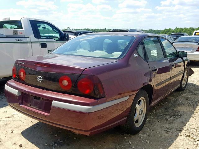 2G1WF52E249227452 - 2004 CHEVROLET IMPALA BURGUNDY photo 4