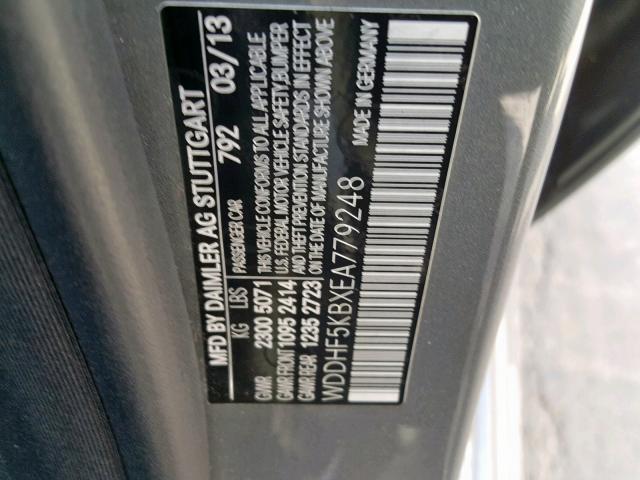 WDDHF5KBXEA779248 - 2014 MERCEDES-BENZ E 350 SILVER photo 10