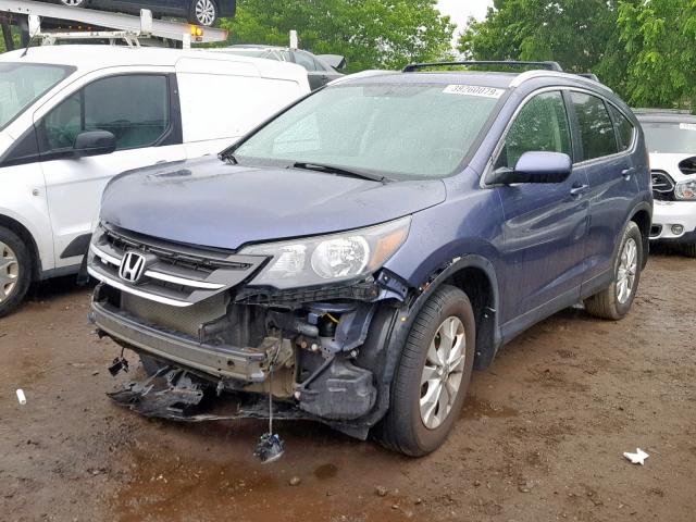 5J6RM4H7XCL082417 - 2012 HONDA CR-V EXL BLUE photo 2