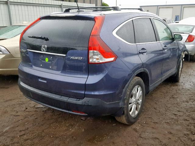 5J6RM4H7XCL082417 - 2012 HONDA CR-V EXL BLUE photo 4