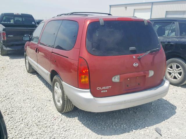 4N2XN11T0XD832422 - 1999 NISSAN QUEST SE RED photo 3