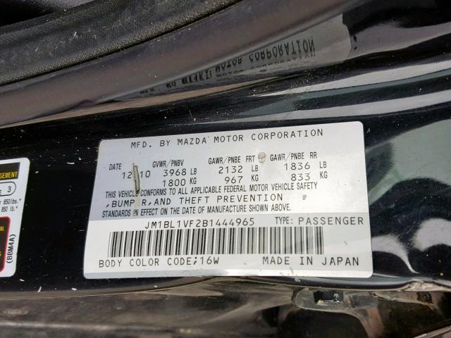 JM1BL1VF2B1444965 - 2011 MAZDA 3 I BLACK photo 10