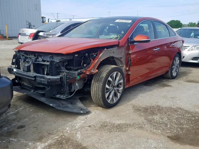 5NPE34ABXFH132456 - 2015 HYUNDAI SONATA SPO ORANGE photo 2