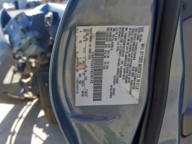 1FAFP55UXYA238142 - 2000 FORD TAURUS SES BLUE photo 10