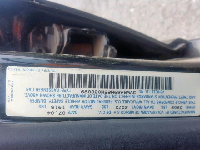 3VWRA69M85M030099 - 2005 VOLKSWAGEN JETTA GL BLACK photo 10