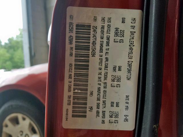 2D4FV47T46H154284 - 2006 DODGE MAGNUM SE MAROON photo 10