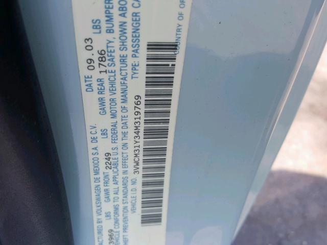 3VWCM31Y34M319769 - 2004 VOLKSWAGEN NEW BEETLE ლურჯი ფოტო 10