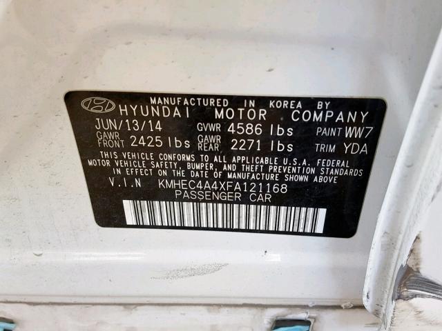 KMHEC4A4XFA121168 - 2015 HYUNDAI SONATA HYB WHITE photo 10