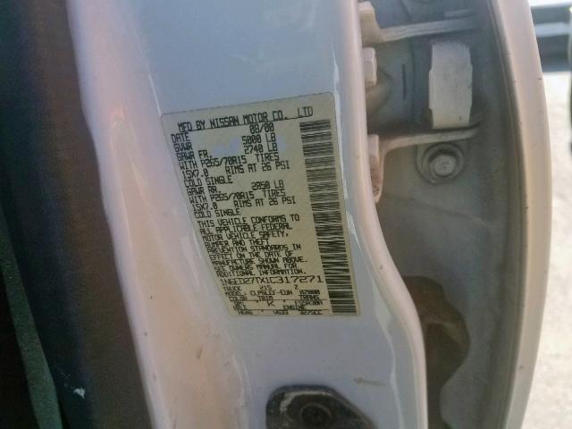 1N6ED27TX1C317271 - 2001 NISSAN FRONTIER C WHITE photo 10