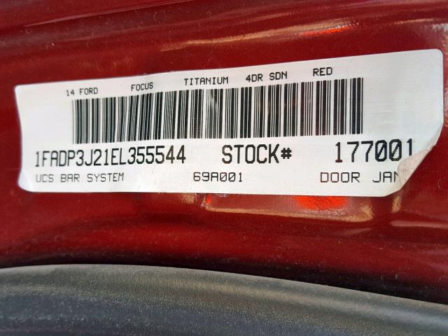 1FADP3J21EL355544 - 2014 FORD FOCUS TITA RED photo 10