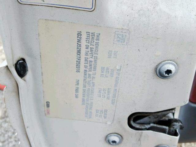 1G2WJ52MXTF252316 - 1996 PONTIAC GRAND PRIX WHITE photo 10