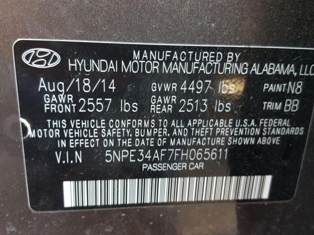 5NPE34AF7FH065611 - 2015 HYUNDAI SONATA SPO BROWN photo 10