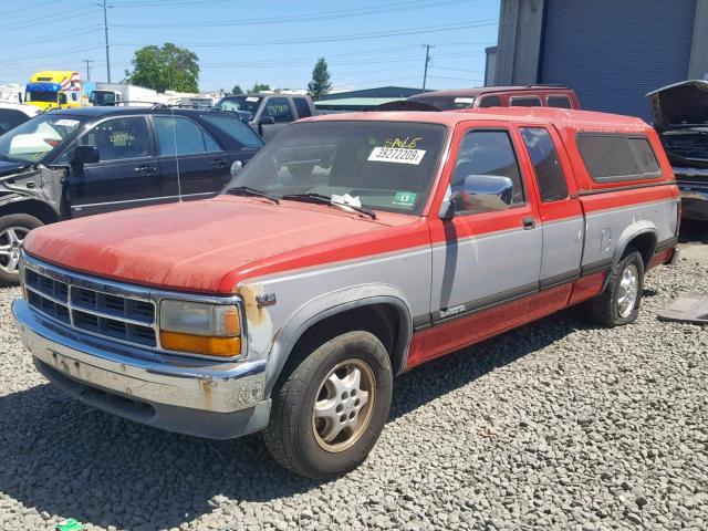 1B7GL23X7RS725509 - 1994 DODGE DAKOTA RED photo 2