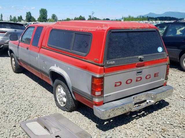 1B7GL23X7RS725509 - 1994 DODGE DAKOTA RED photo 3