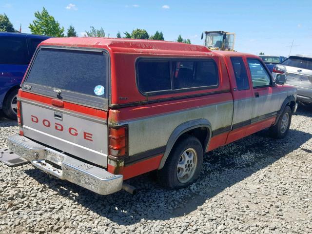 1B7GL23X7RS725509 - 1994 DODGE DAKOTA RED photo 4