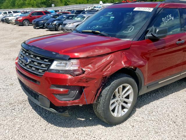 1FM5K7BH8GGD20563 - 2016 FORD EXPLORER RED photo 10