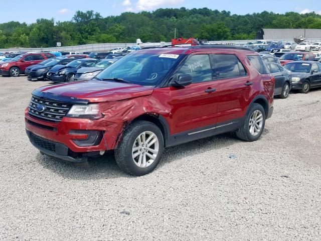 1FM5K7BH8GGD20563 - 2016 FORD EXPLORER RED photo 2